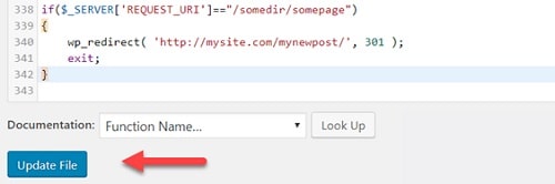 301 Redirects WordPress Update File