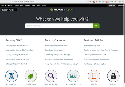 FAQ Page Ancestry Support Page