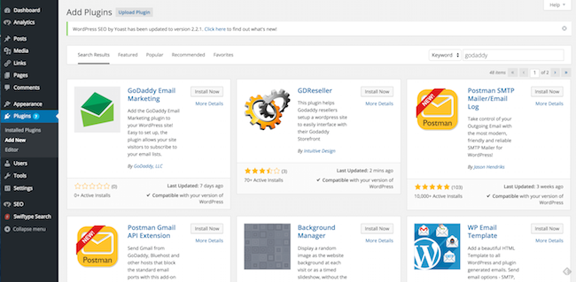 Add GoDaddy Email Marketing WordPress Plugin