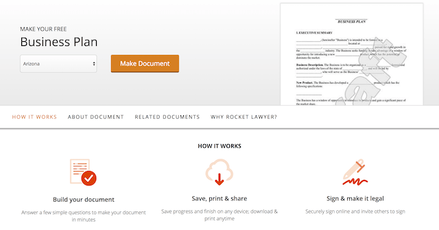 Best Business Plan Templates Rocket Lawyer