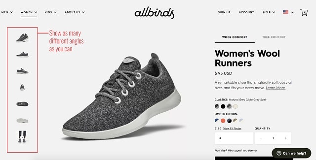 eCommerce Product Pages Shoes