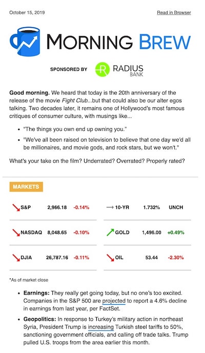 Email Newsletter Ideas Morning Brew