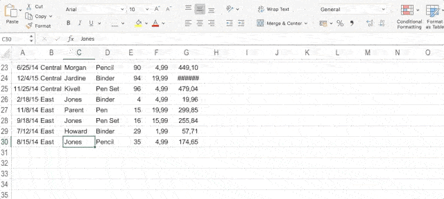 Excel keyboard shortcut for filling down lasopavista
