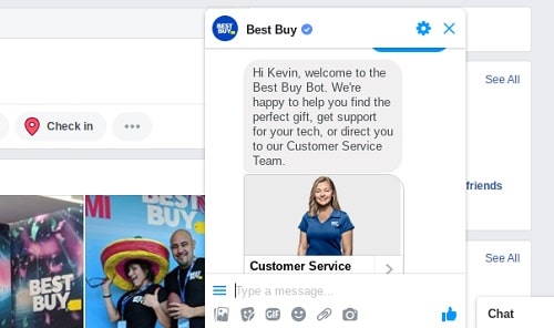 Screenshot Showing Best Buy Using Facebook Messenger For Customer Support