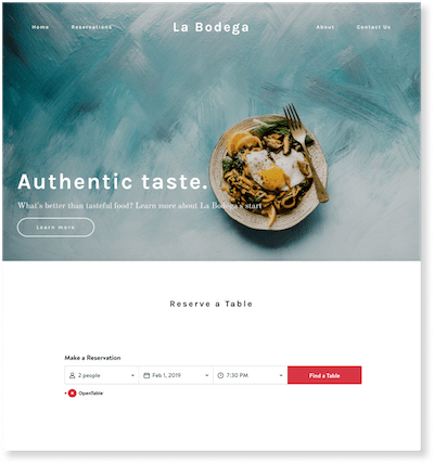GoCentral OpenTable Reserve a table with OpenTable on restaurant homepage