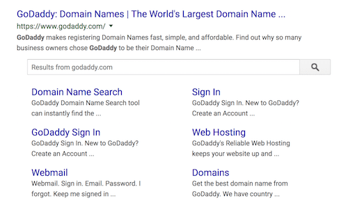 GoDaddy Metatags Google Search