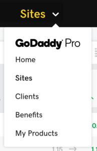 Old header navigation in GoDaddy Pro