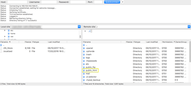 Download WordPress Directory via FTP