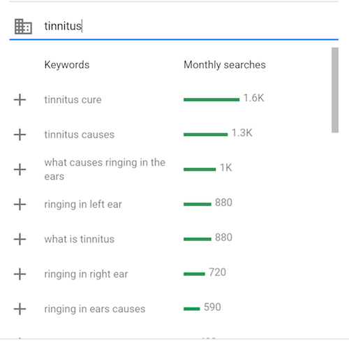 Come ottenere backlink Esempio di pianificatore di parole chiave di Google