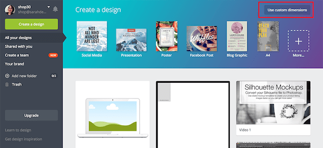 cum se face un antet de Blog Canva Design Page