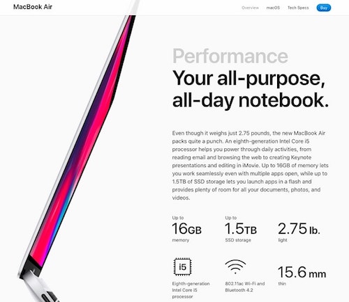 How to write product descriptions MacBook Air