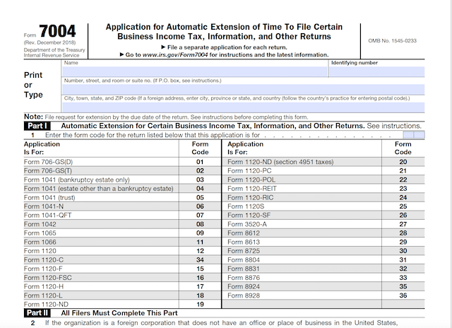 IRS Form 7004