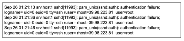 Sample dictionary/brute force attack