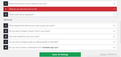 Social Media Share Buttons Icons Settings