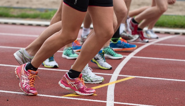 Racers Lined Up On A Track