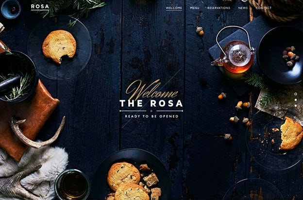 Background elements on The Rosa's 2015 website add a sense of depth.