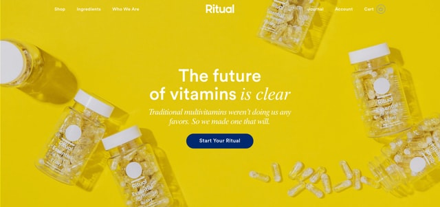 Vitamin company Ritual used pill bottles as a central design element.