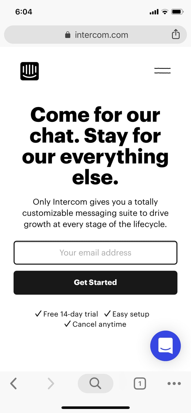 Intercom’s mobile design leaves out some elements from the desktop design.
