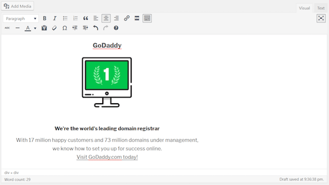 WordPress Widgets GoDaddy