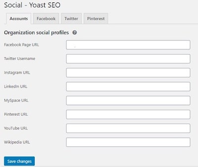 Yoast SEO Organization Social Profiles