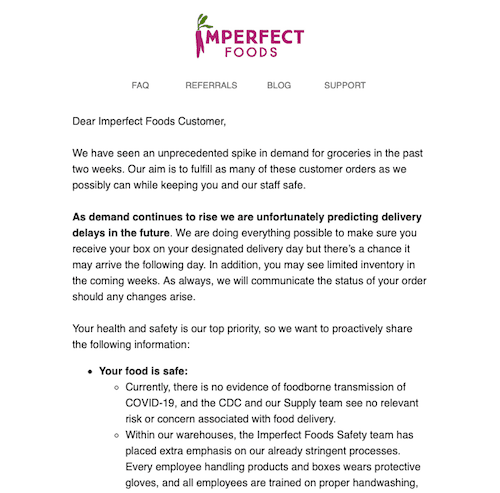 COVID-19 Imperfect Foods