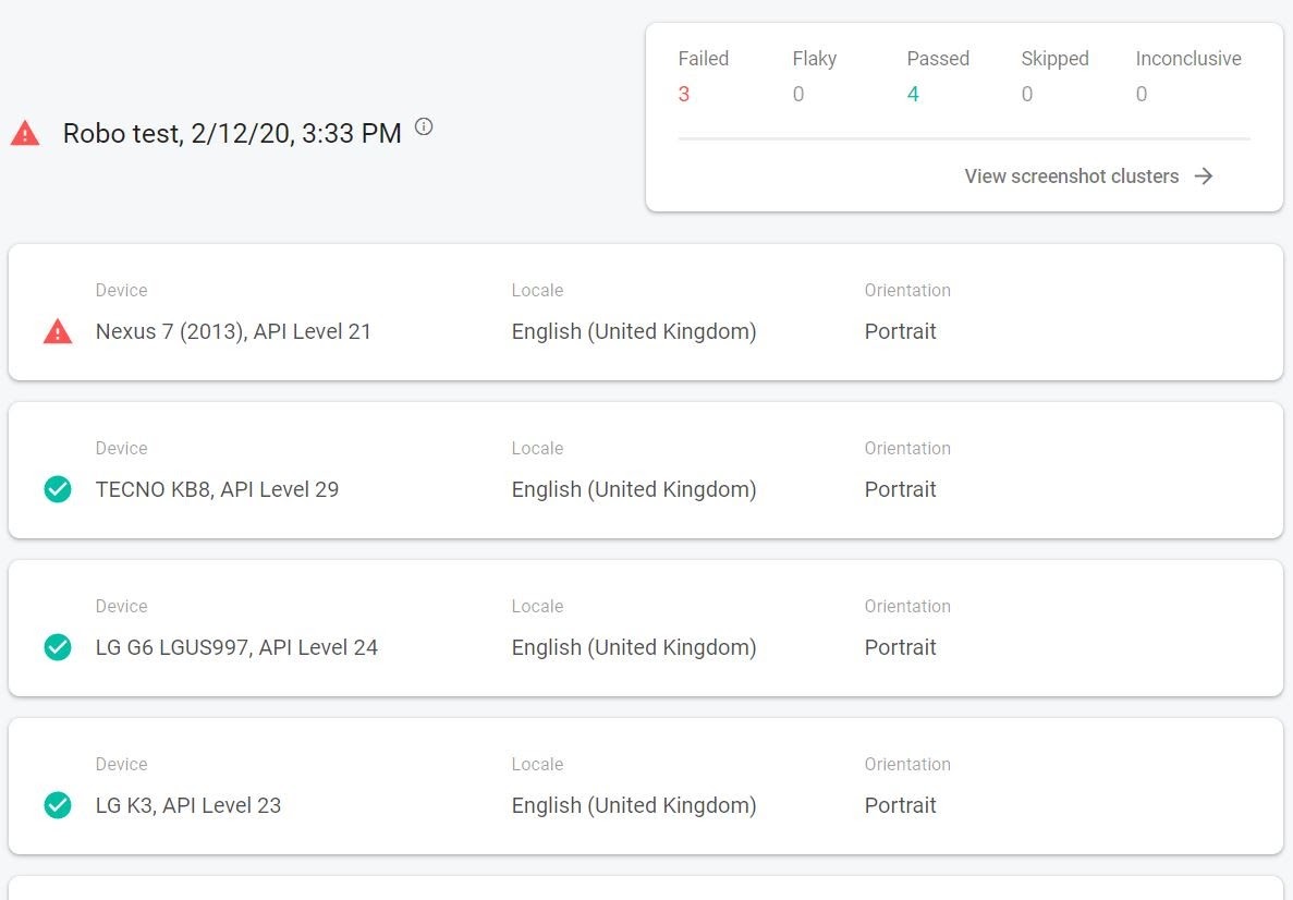 Google Firebase Robo Test