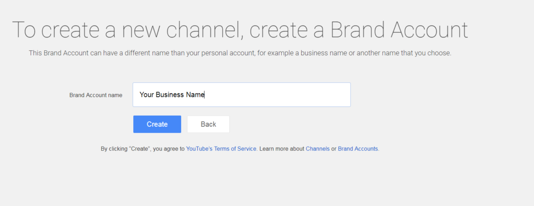 create youtube channel brand account name