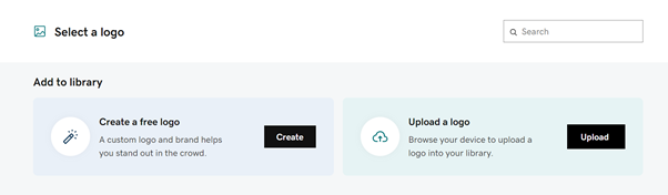 A screenshot of the GoDaddy website builder showing the possibility of creating a logo or uploading a ready one