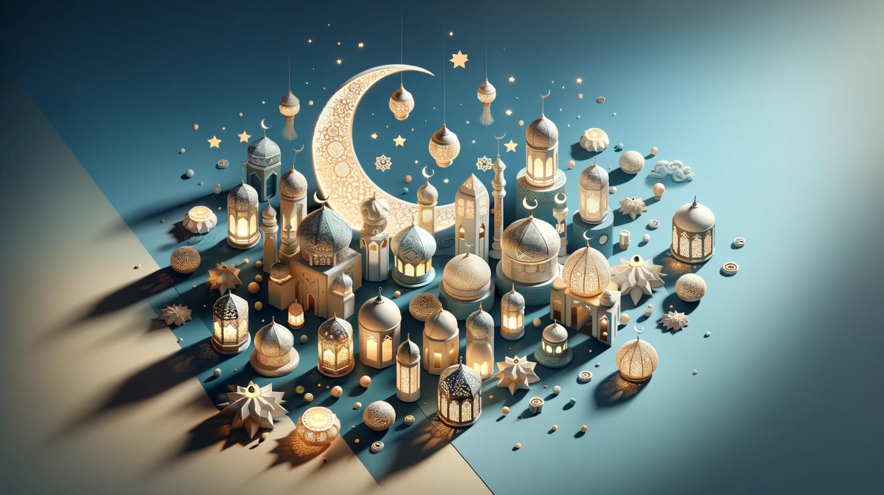 صورة-تسويقية-لعيد الفطر-مع-الهلال-وعناصر-العيد