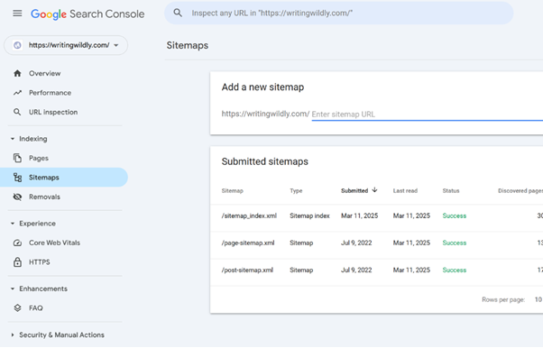 إرسال خريطة الموقع XML على وحدة تحكم بحث Google