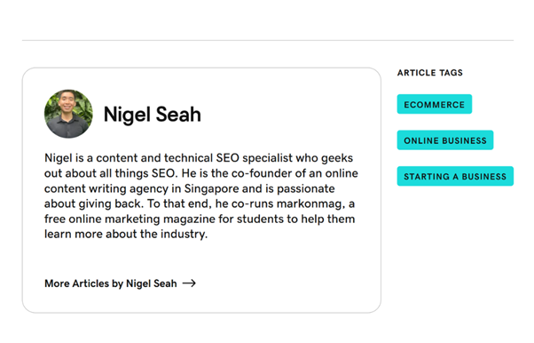 السيرة الذاتية للمؤلف NIGEL SEAH في مقالة GODADDY