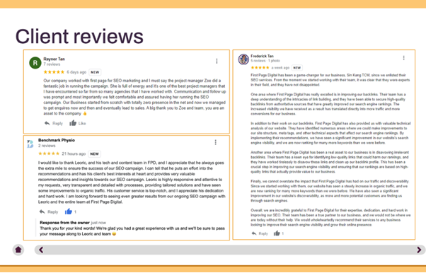 لقطة شاشة لشهادات العملاء