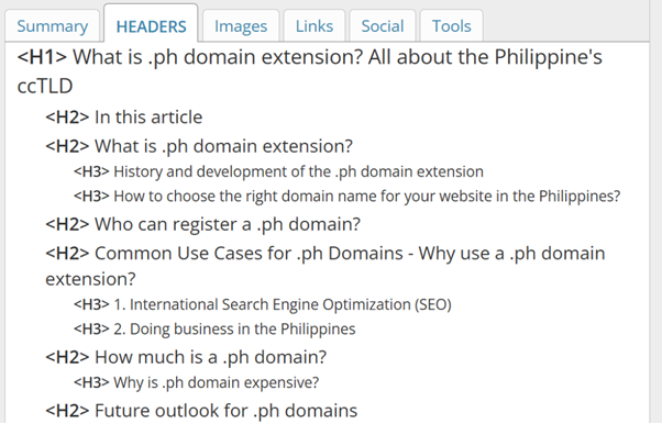 مثال على علامات الرأس