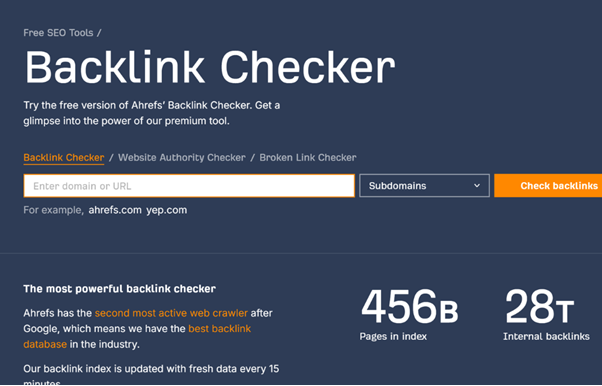أداة فحص الروابط الخلفية المجانية من AHREFS