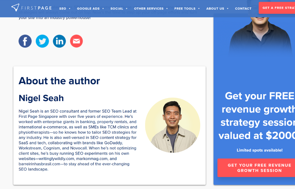 AUTHOR BIO OF NIGEL SEAH ON THE FIRST PAGE DIGITAL SINGAPORE BLOG