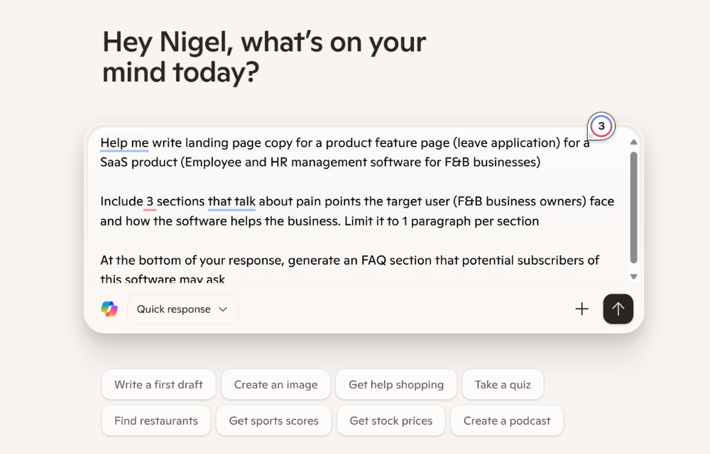 PROMPT TO GENERATE LANDING PAGE COPY FOR A FEATURE PAGE OF A HYPOTHETICAL SAAS PRODUCT