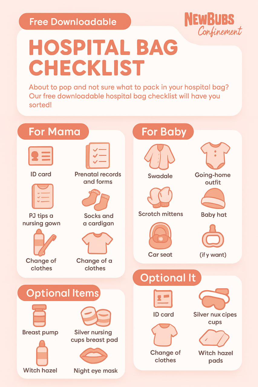 INFOGRAPHIC ON THE BEST HOSPITAL BAG CHECKLIST FOR DELIVERING MOMS GENERATED BY CHATGPT