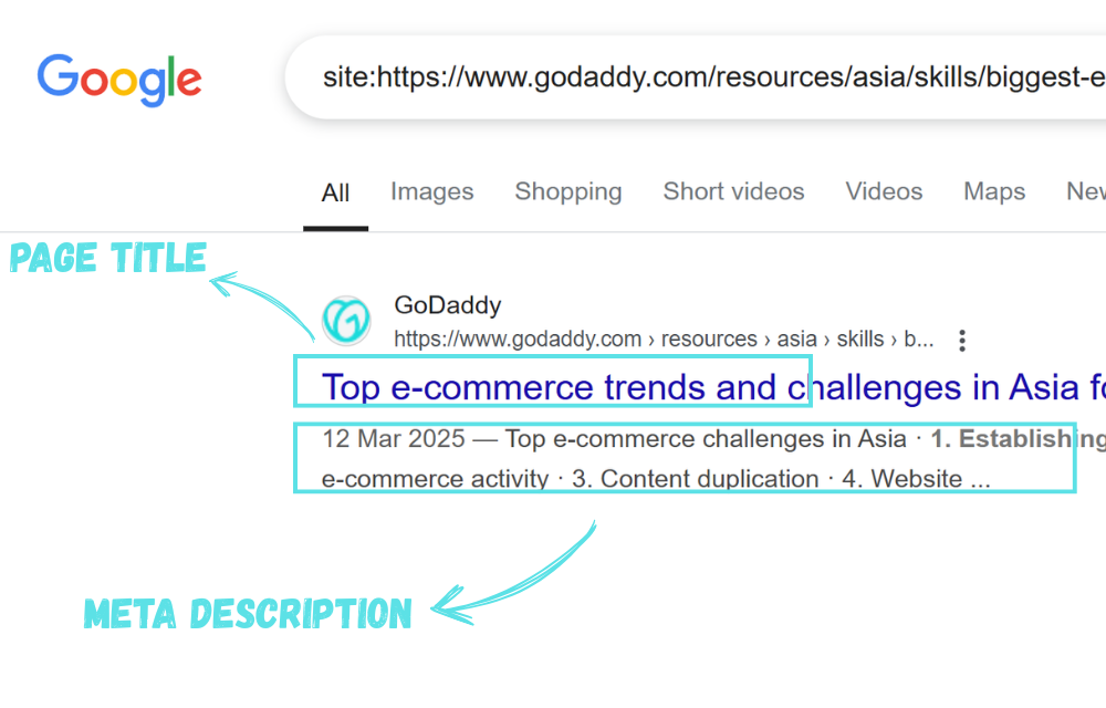 PAGE TITLE AND META DESCRIPTION ON SERP