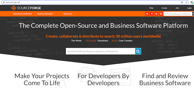 Screenshot Of Sourceforge.net