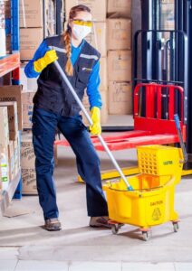 Cleaning Jobs Woman Mopping Industrial Space