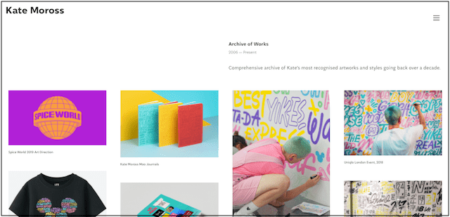 Kate Moross artist portfolio website