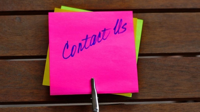 Social Media Marketing Sticky Note Saying Contact Us