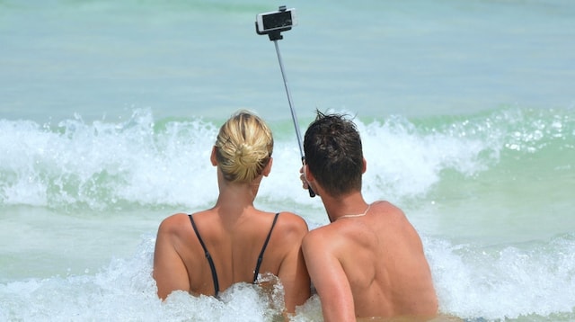 Travel Blog Couple Taking Selfie