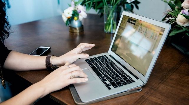 Woman working on a laptop