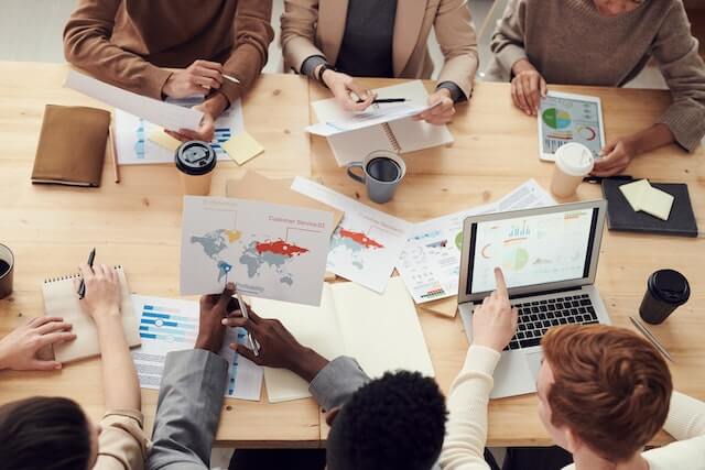 Overhead view of a group meeting