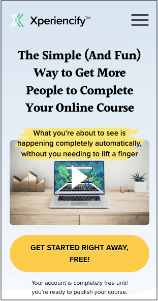 Experiencify learning management system home page