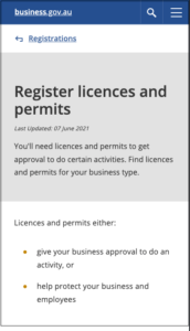 AU government licensing and permits webpage