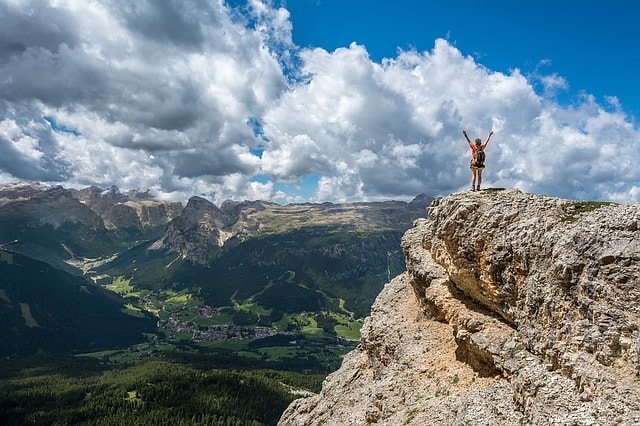 Business Strategy Person Standing on Mountain