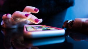 Closeup of a woman using her smartphone