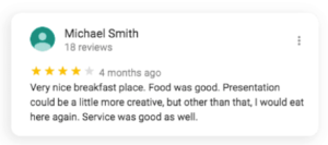 Example of a customer review